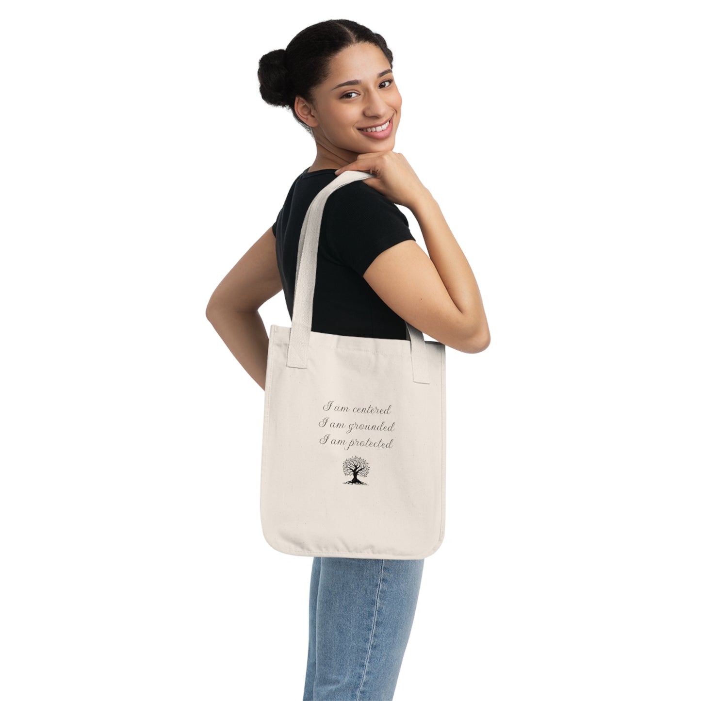 Tote — 'I am centered, I am grounded, I am protected' Tree of Life Organic Canvas Tote